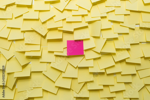 The concept of one main goal in business. Sticky notes of the memo. Focus on the essentials. A priority. photo