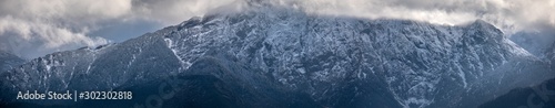 Panorama HDR of the Tatra Mountains and Zakopane in Poland, National Park, pictures taken in cloudy day.