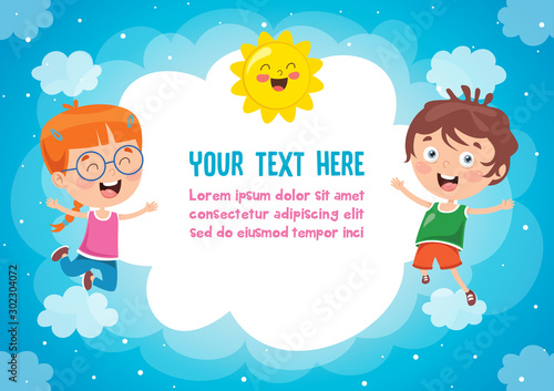 Colorful Template With Cute Children