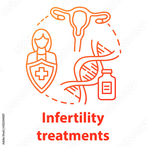 Infertility treatments red gradient concept icon. Women health idea thin line illustration. Reproductive system, pregnancy, gynecology. IVF, ovulation induction. Vector isolated outline drawing