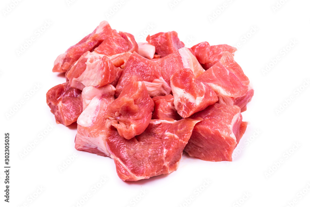 Fototapeta premium Fresh raw pork pieces isolated.
