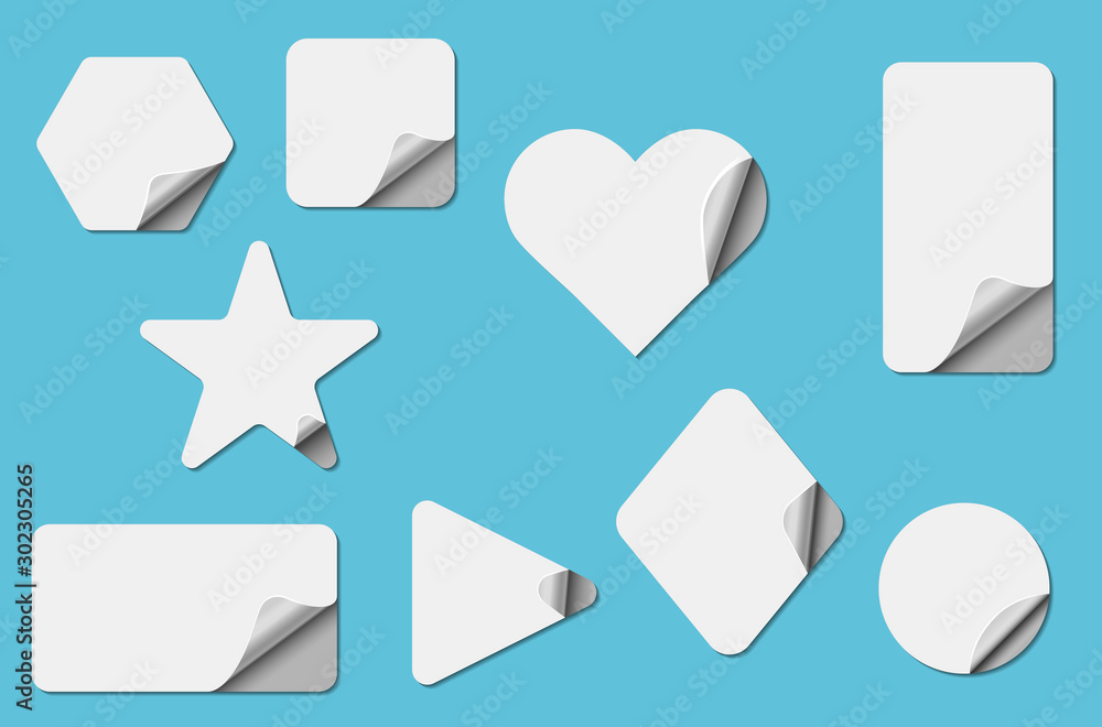 Set of vector curled pages blank stikers Set of vector curled pages blank stikers