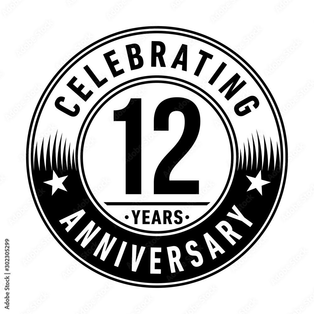 12 years anniversary celebration logo template. Vector and illustration.