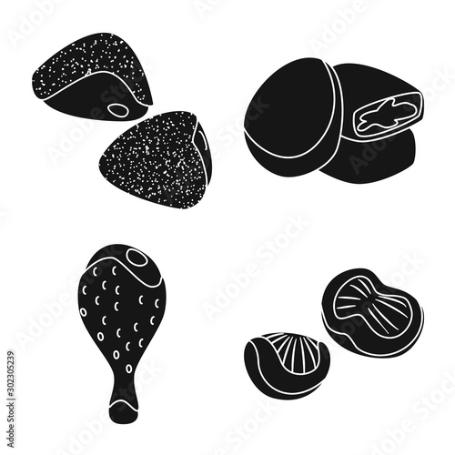 Isolated object of restaurant and agriculture logo. Collection of restaurant and raw stock vector illustration.