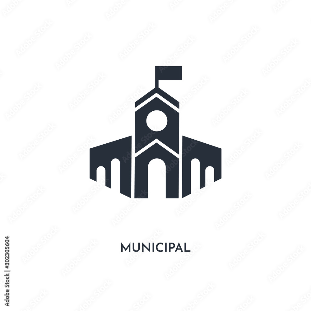 municipal icon. simple element illustration. isolated trendy filled municipal icon on white background. can be used for web, mobile, ui.
