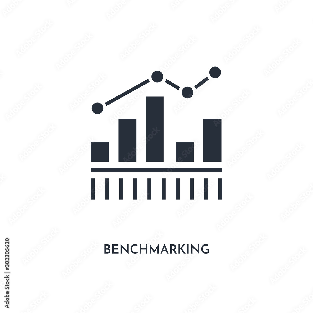 Obraz premium benchmarking icon. simple element illustration. isolated trendy filled benchmarking icon on white background. can be used for web, mobile, ui.
