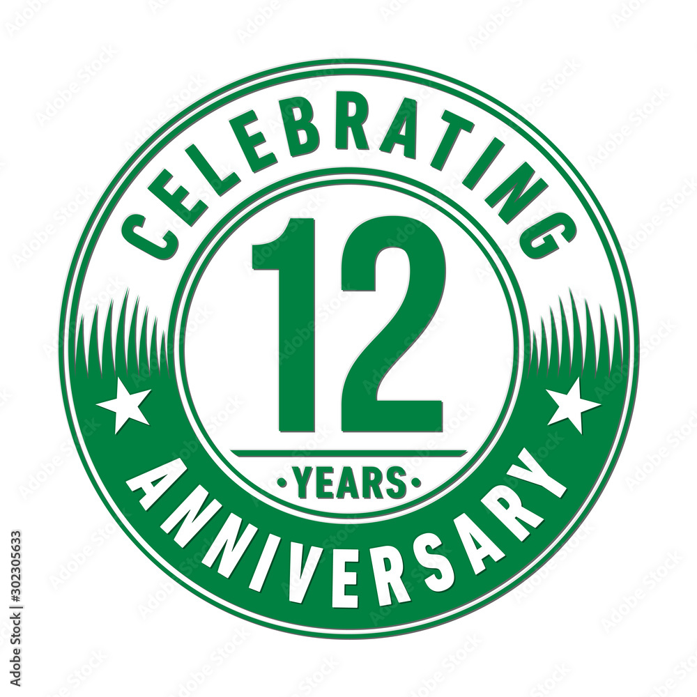 12 years anniversary celebration logo template. Vector and illustration. 12 years anniversary celebration logo template. Vector and illustration.