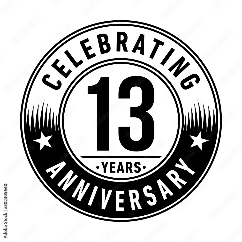13 years anniversary celebration logo template. Vector and illustration.