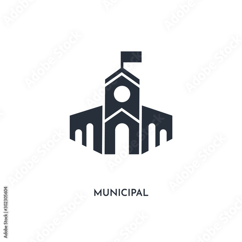 municipal icon. simple element illustration. isolated trendy filled municipal icon on white background. can be used for web, mobile, ui.