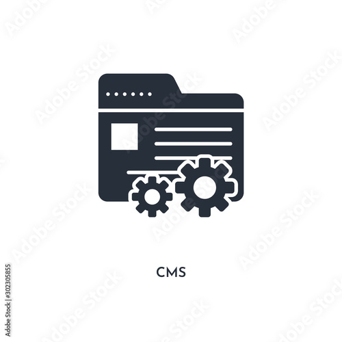 cms icon. simple element illustration. isolated trendy filled cms icon on white background. can be used for web, mobile, ui.