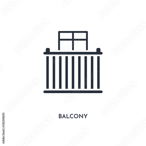 balcony icon. simple element illustration. isolated trendy filled balcony icon on white background. can be used for web, mobile, ui.