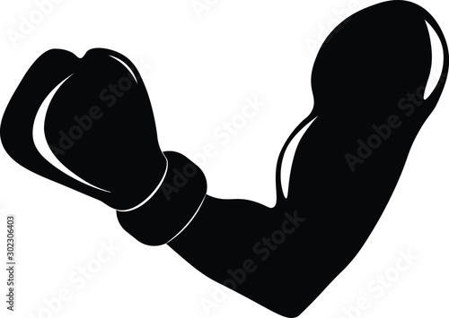 hand in boxing glove in black and white