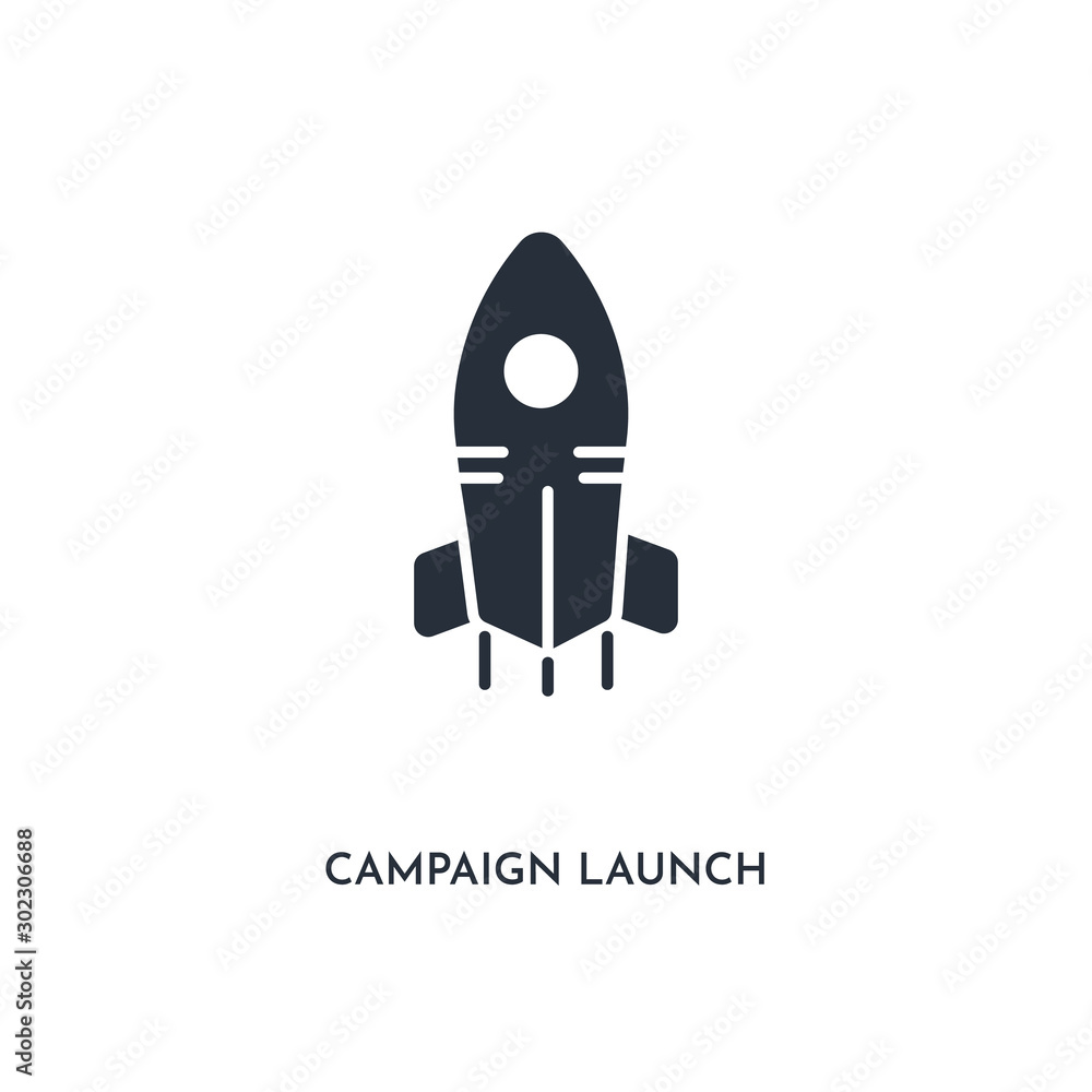 campaign launch icon. simple element illustration. isolated trendy filled campaign launch icon on white background. can be used for web, mobile, ui.