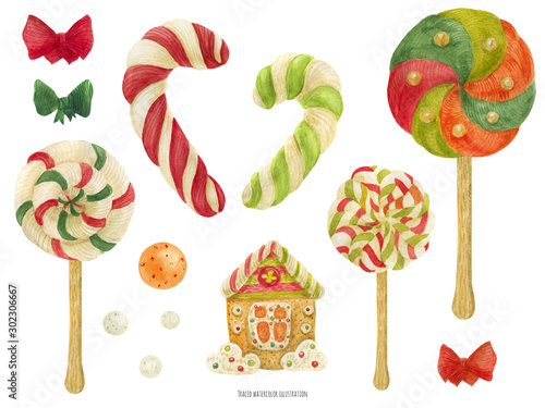 Christmas Elf Factory Sweet Items, watercolor
