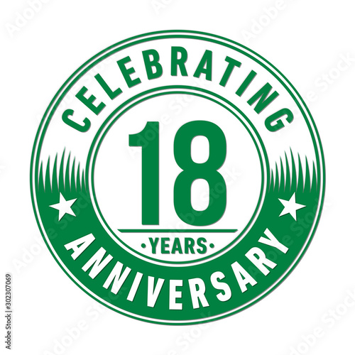 18 years anniversary celebration logo template. Vector and illustration.