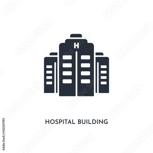 hospital building icon. simple element illustration. isolated trendy filled hospital building icon on white background. can be used for web, mobile, ui.