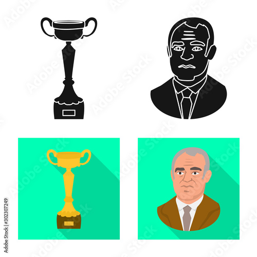 Vector illustration of checkmate and thin symbol. Collection of checkmate and target vector icon for stock.