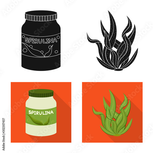 Isolated object of protein and sea sign. Collection of protein and natural stock symbol for web.