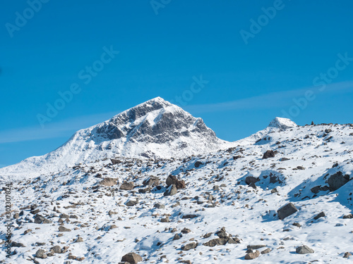 Fotografie View on highest snow covered mountain peaks in Norway and Scandinavia, Jotunheimen National Park