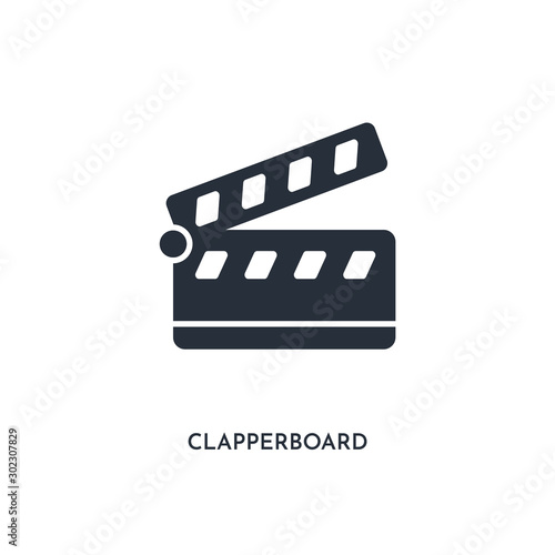 clapperboard icon. simple element illustration. isolated trendy filled clapperboard icon on white background. can be used for web, mobile, ui.