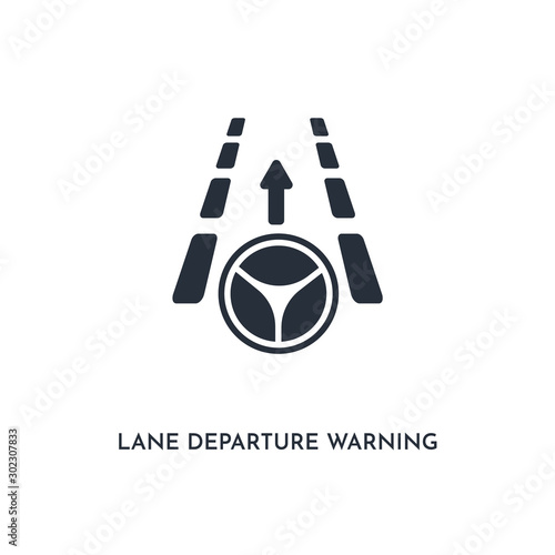 lane departure warning icon. simple element illustration. isolated trendy filled lane departure warning icon on white background. can be used for web, mobile, ui.