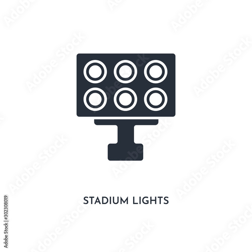 stadium lights icon. simple element illustration. isolated trendy filled stadium lights icon on white background. can be used for web, mobile, ui.