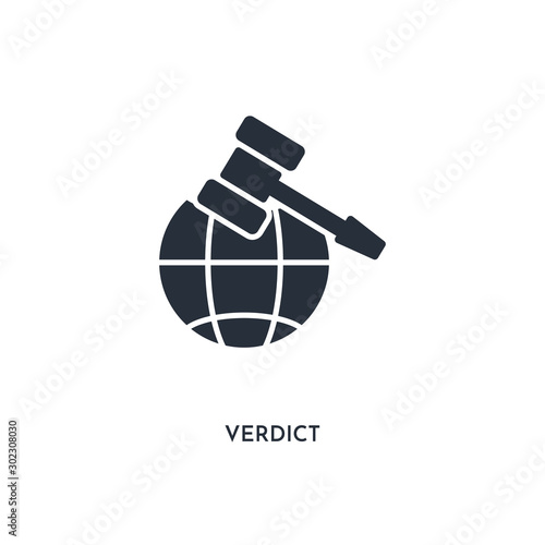verdict icon. simple element illustration. isolated trendy filled verdict icon on white background. can be used for web, mobile, ui.