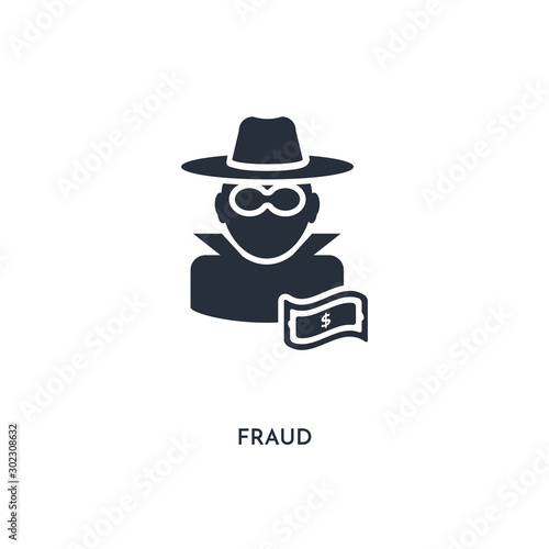 fraud icon. simple element illustration. isolated trendy filled fraud icon on white background. can be used for web, mobile, ui.