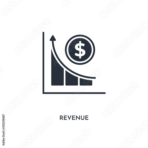 revenue icon. simple element illustration. isolated trendy filled revenue icon on white background. can be used for web, mobile, ui.