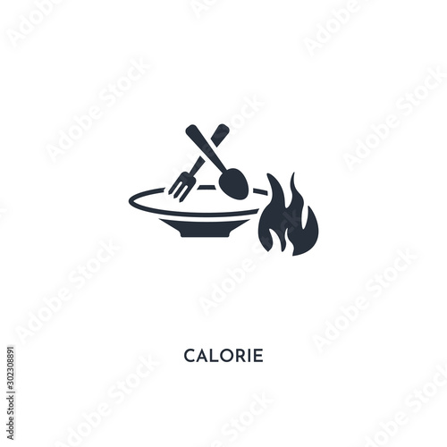calorie icon. simple element illustration. isolated trendy filled calorie icon on white background. can be used for web, mobile, ui.