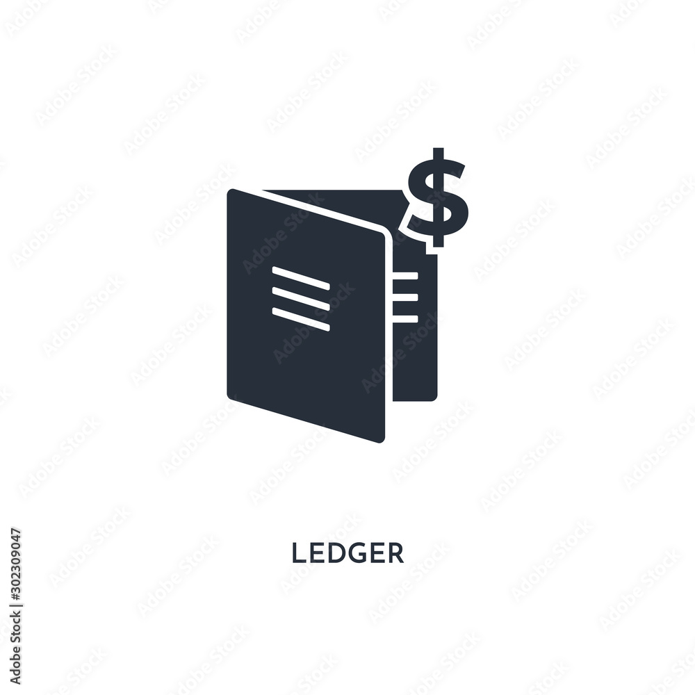 ledger icon. simple element illustration. isolated trendy filled ledger icon on white background. can be used for web, mobile, ui.