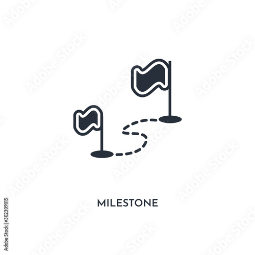 milestone icon. simple element illustration. isolated trendy filled milestone icon on white background. can be used for web, mobile, ui.