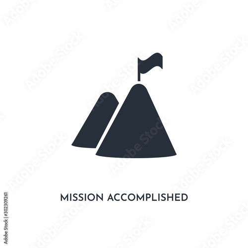 mission accomplished icon. simple element illustration. isolated trendy filled mission accomplished icon on white background. can be used for web, mobile, ui.