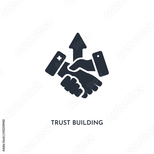 trust building icon. simple element illustration. isolated trendy filled trust building icon on white background. can be used for web, mobile, ui.