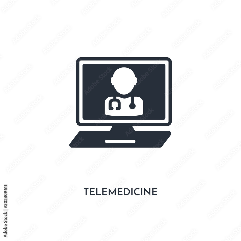 telemedicine icon. simple element illustration. isolated trendy filled telemedicine icon on white background. can be used for web, mobile, ui. telemedicine icon. simple element illustration. isolated trendy filled telemedicine icon on white background. can be used for web, mobile, ui.