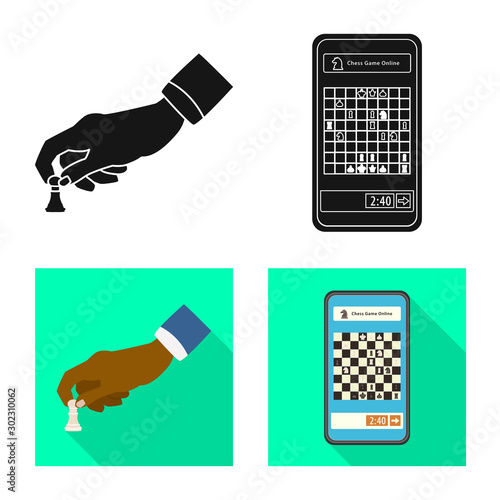 Vector illustration of checkmate and thin sign. Collection of checkmate and target stock symbol for web.