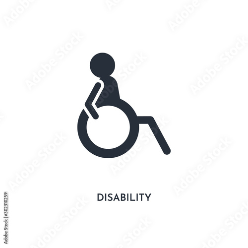 disability icon. simple element illustration. isolated trendy filled disability icon on white background. can be used for web, mobile, ui.
