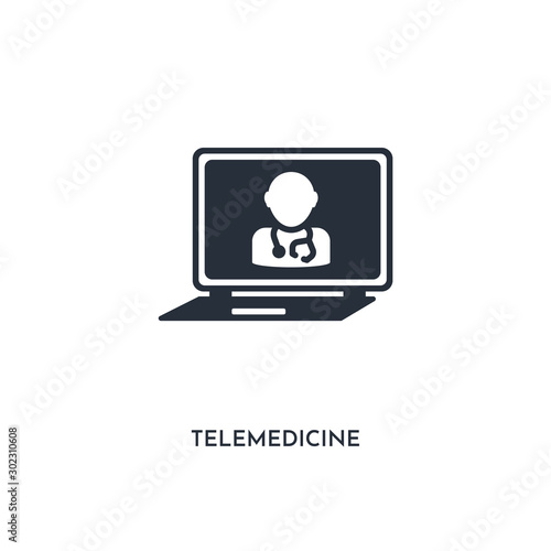 telemedicine icon. simple element illustration. isolated trendy filled telemedicine icon on white background. can be used for web, mobile, ui.