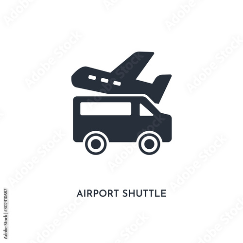 airport shuttle icon. simple element illustration. isolated trendy filled airport shuttle icon on white background. can be used for web, mobile, ui.