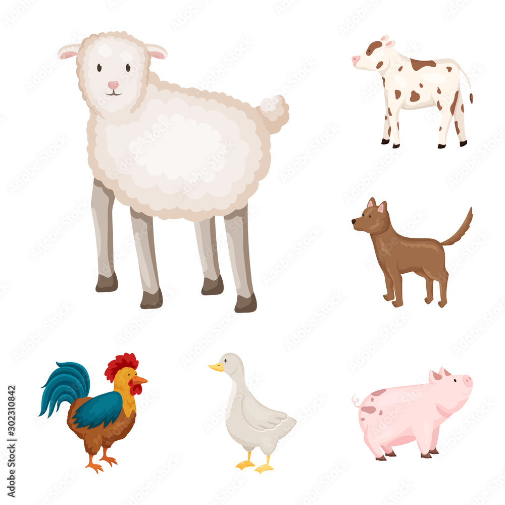 Isolated object of farm and food symbol. Set of farm and countryside stock symbol for web.