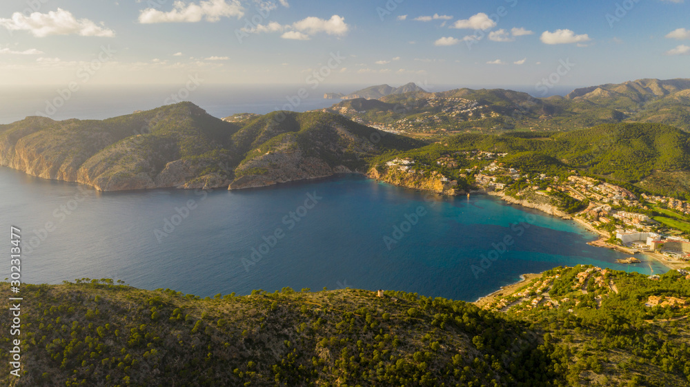 top view of the Bay of camp de Mar Majorca Spain