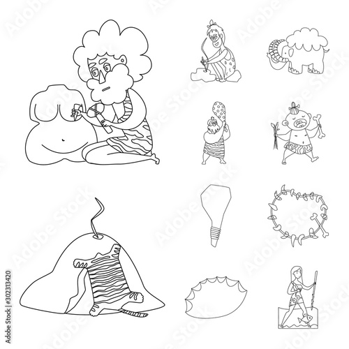 Vector design of primitive and archeology icon. Set of primitive and history stock symbol for web.