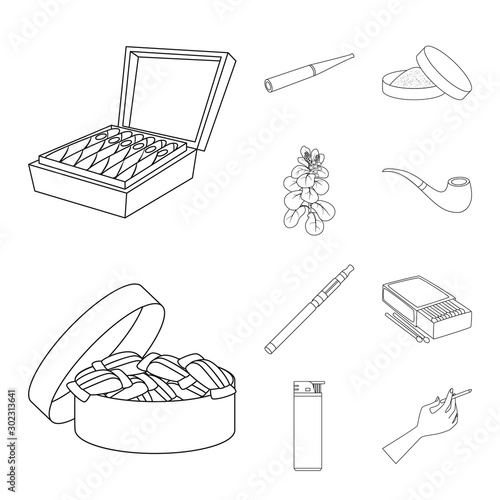 Isolated object of health and nicotine sign. Set of health and statistics stock symbol for web.