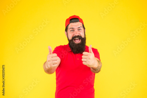 successful day. Beard and mustache grooming. happy mature hipster yellow background. bearded man celebrate success. male summer fashion. Barber salon and facial hair care. being trendy and brutal