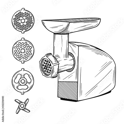 Tablou canvas Sketch grinder on a white background. Vector illustration