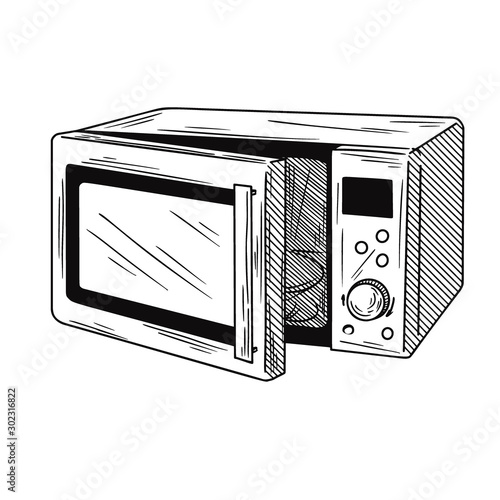 Microwave oven isolated on white background. Vector illustration