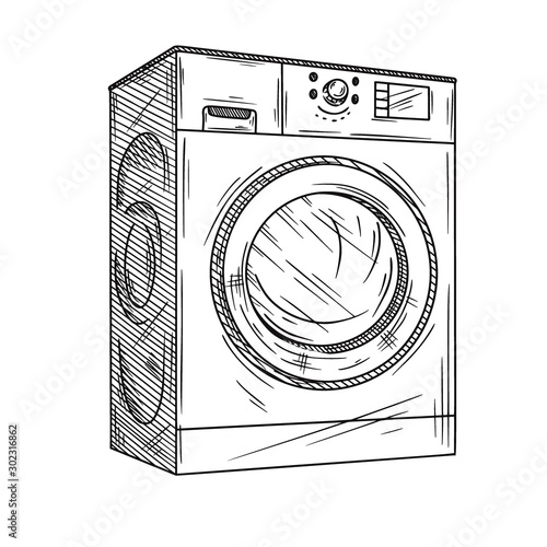 Washing machine isolated on white background. Vector illustration