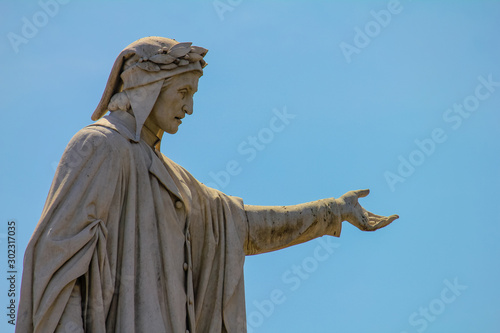 statue in honor of dante alighieri in naples, campania, italy