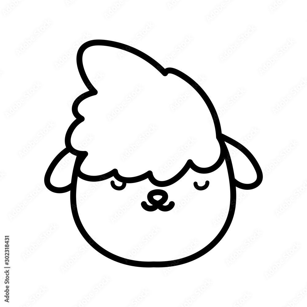 sheep head farm animal cartoon icon thick line sheep head farm animal cartoon icon thick line