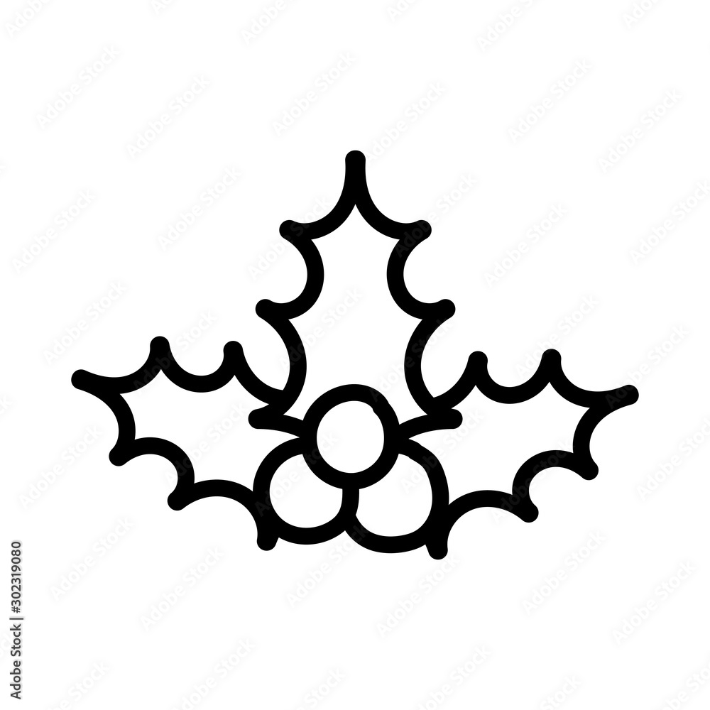 holly berry ornament decoration christmas thick line holly berry ornament decoration christmas thick line